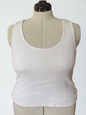 Good American White Ribbed Cropped Tank Top GA Size 5 (2X)